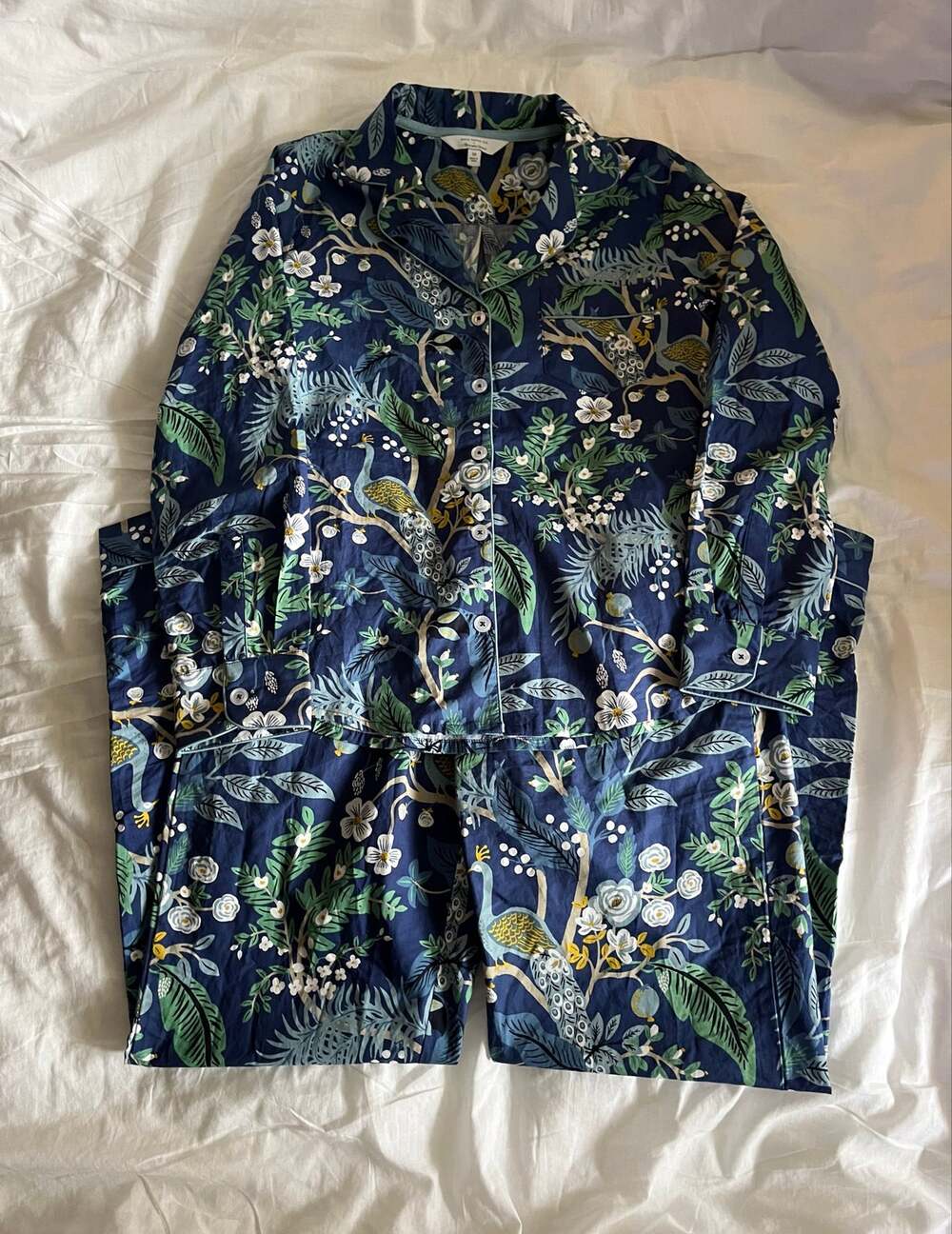 Rifle Paper Co. x The Company Store Blue Peacock Pajama Set